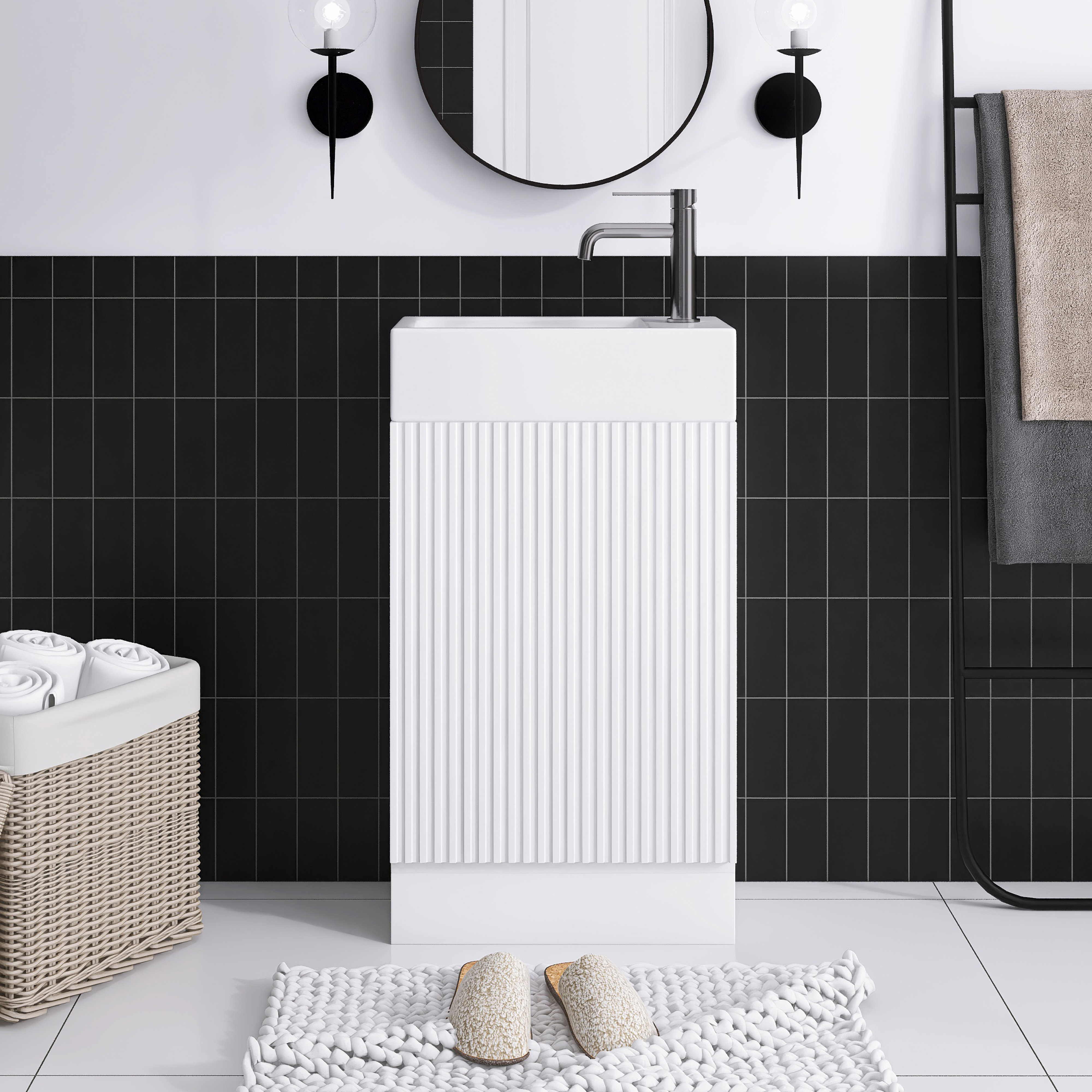 K❤︎ Staykiwi 18.6'' Single Bathroom Vanity with Ceramic Top